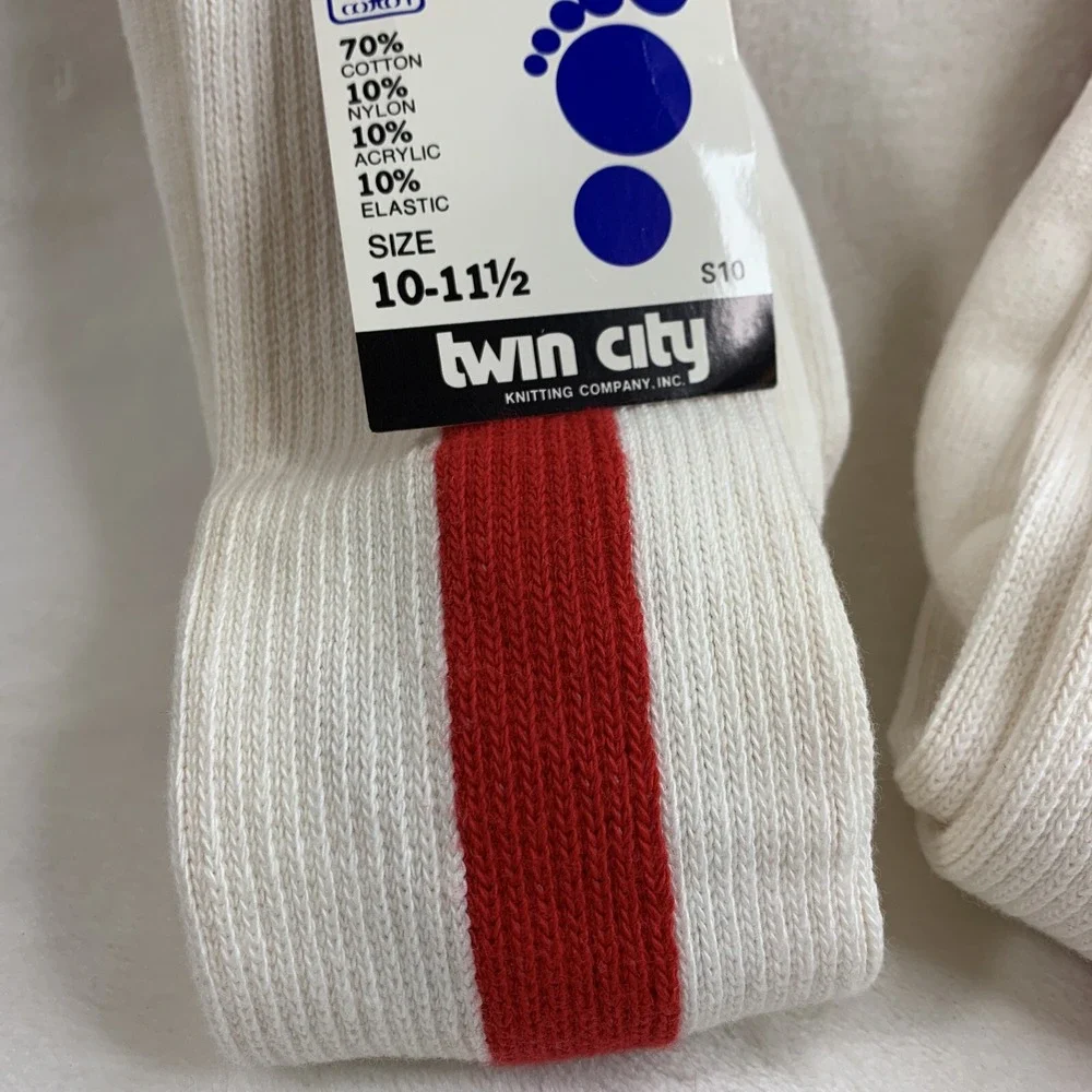 Lot Of 2 New Twin City Baseball Softball 2N1 Red White Stirrup Socks Size 10-11